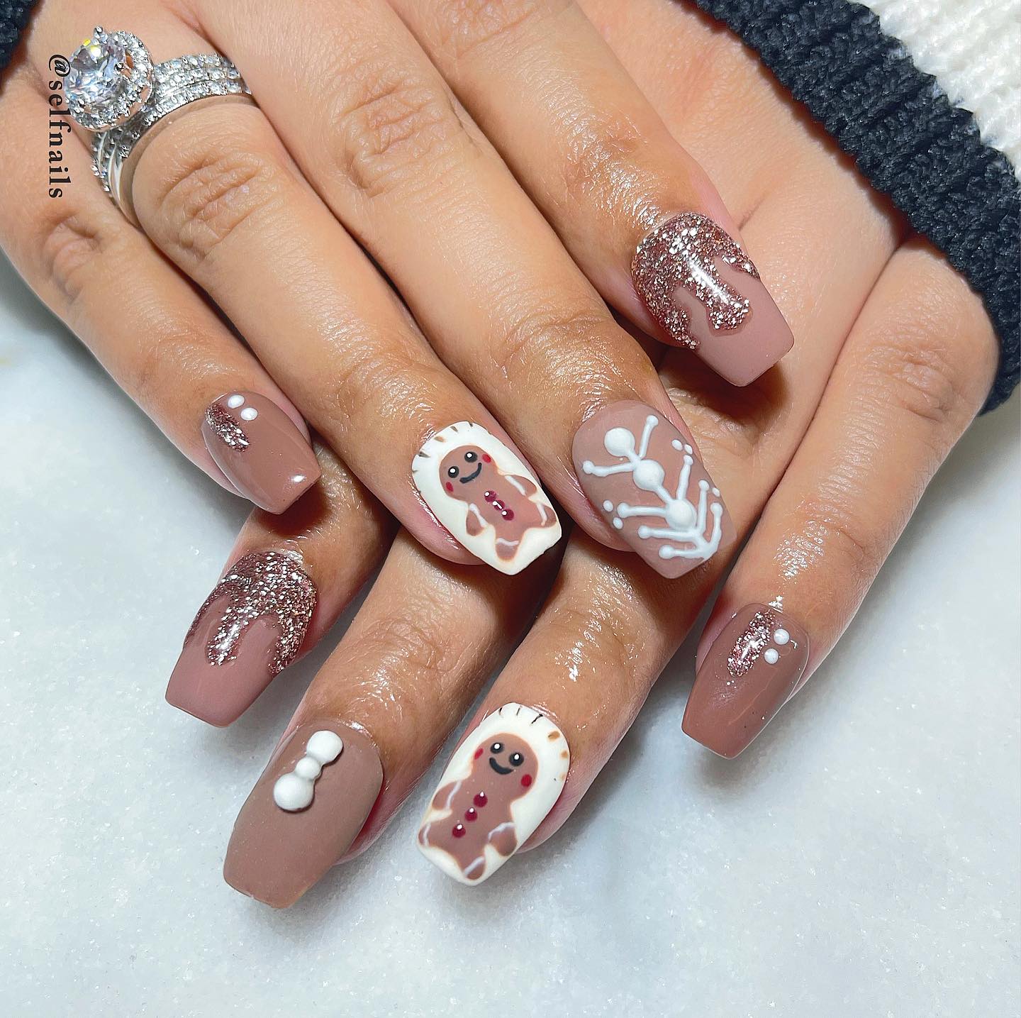 Cute Gingerbreadmen Nail Design