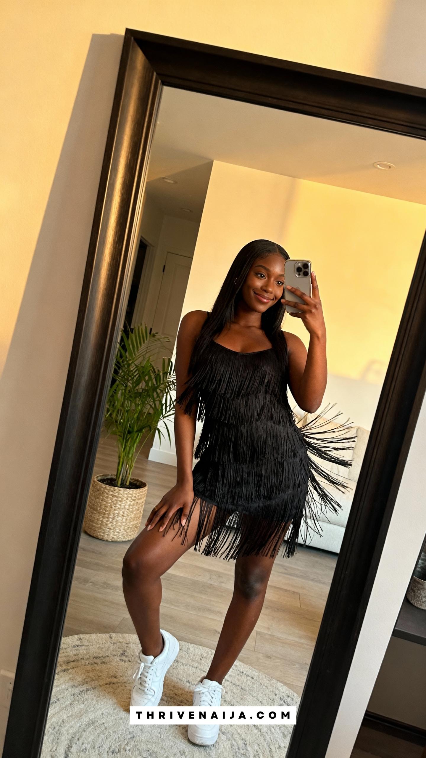 Fringe Dress with Sneakers