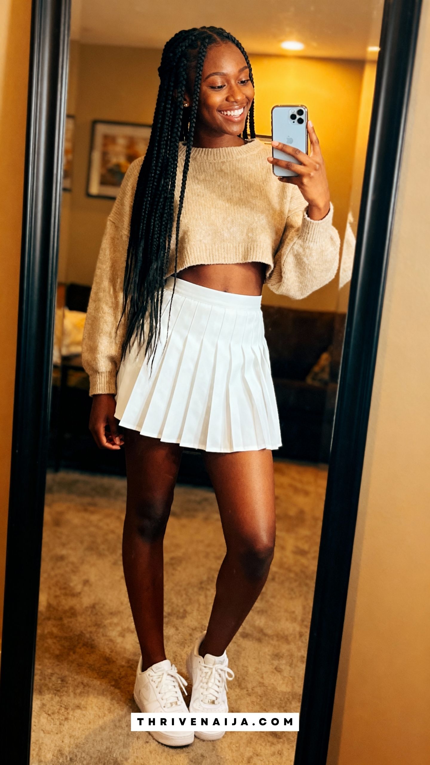 Pleated Skirt with Cropped Sweater
