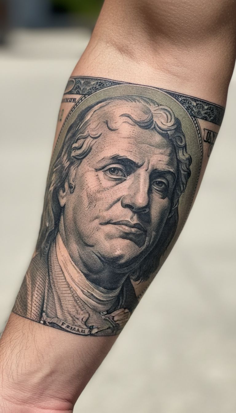 100 Dollar Bill Portrait Style