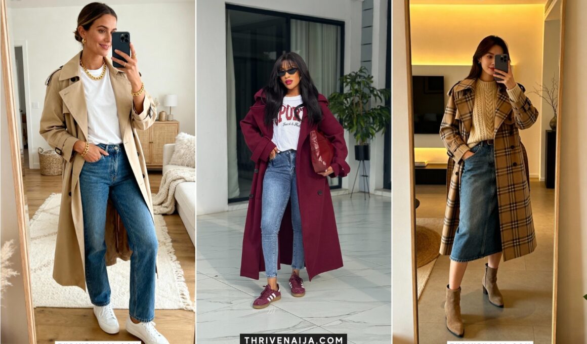 Beautiful Long Trench Coat Outfit Ideas