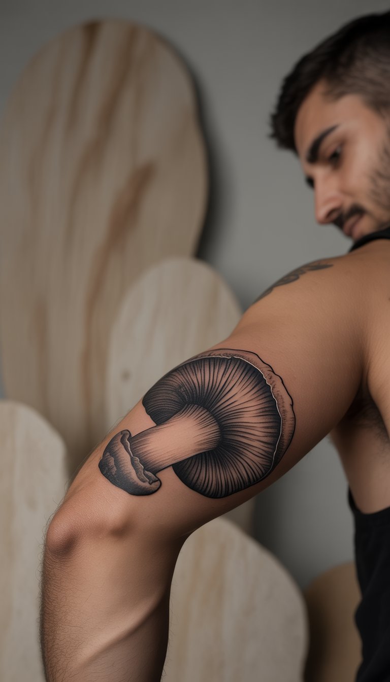 Black Ink Mushroom Silhouette