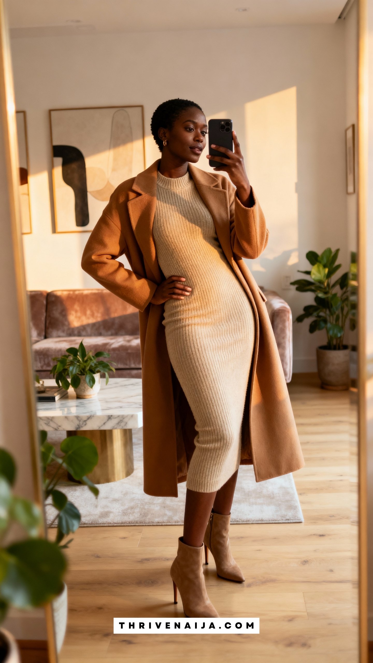 Bodycon Sweater Dress with Long Coat