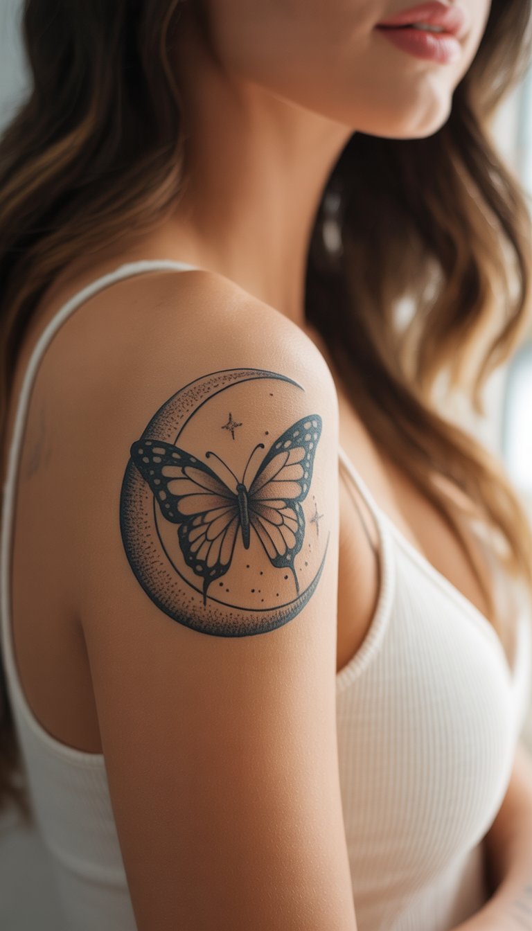 Butterfly with Crescent Moon