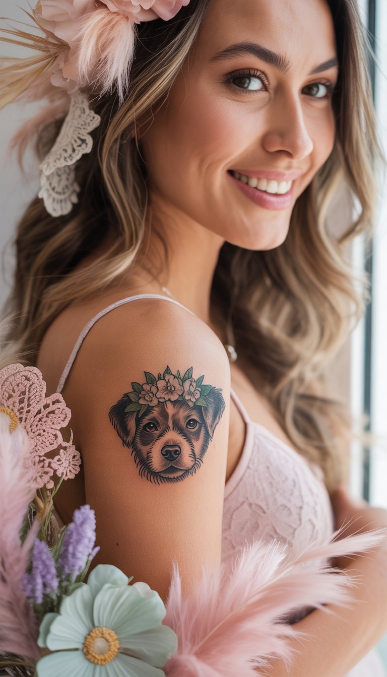 Dog with Flower Crown