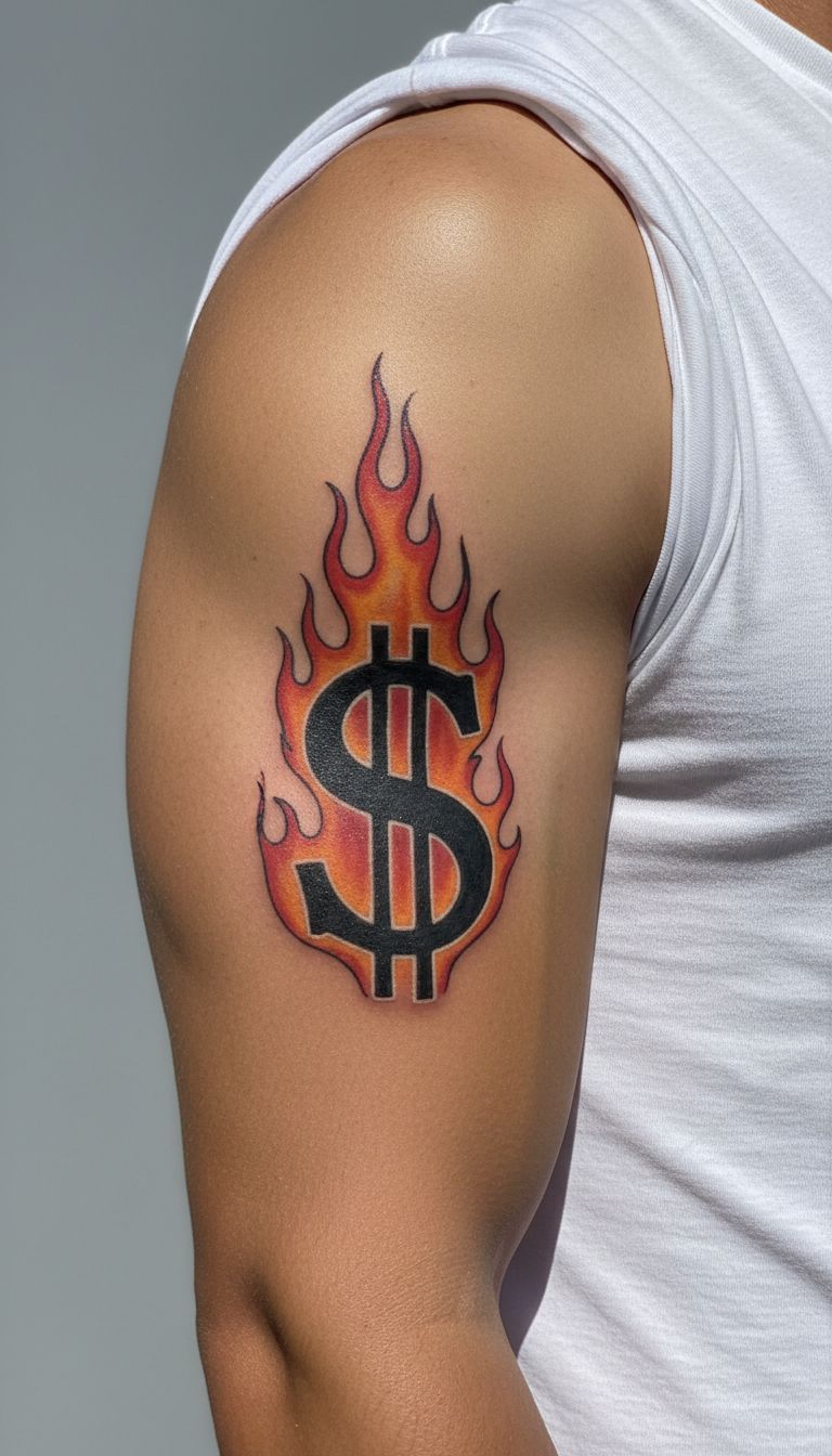 Dollar Sign with Flames