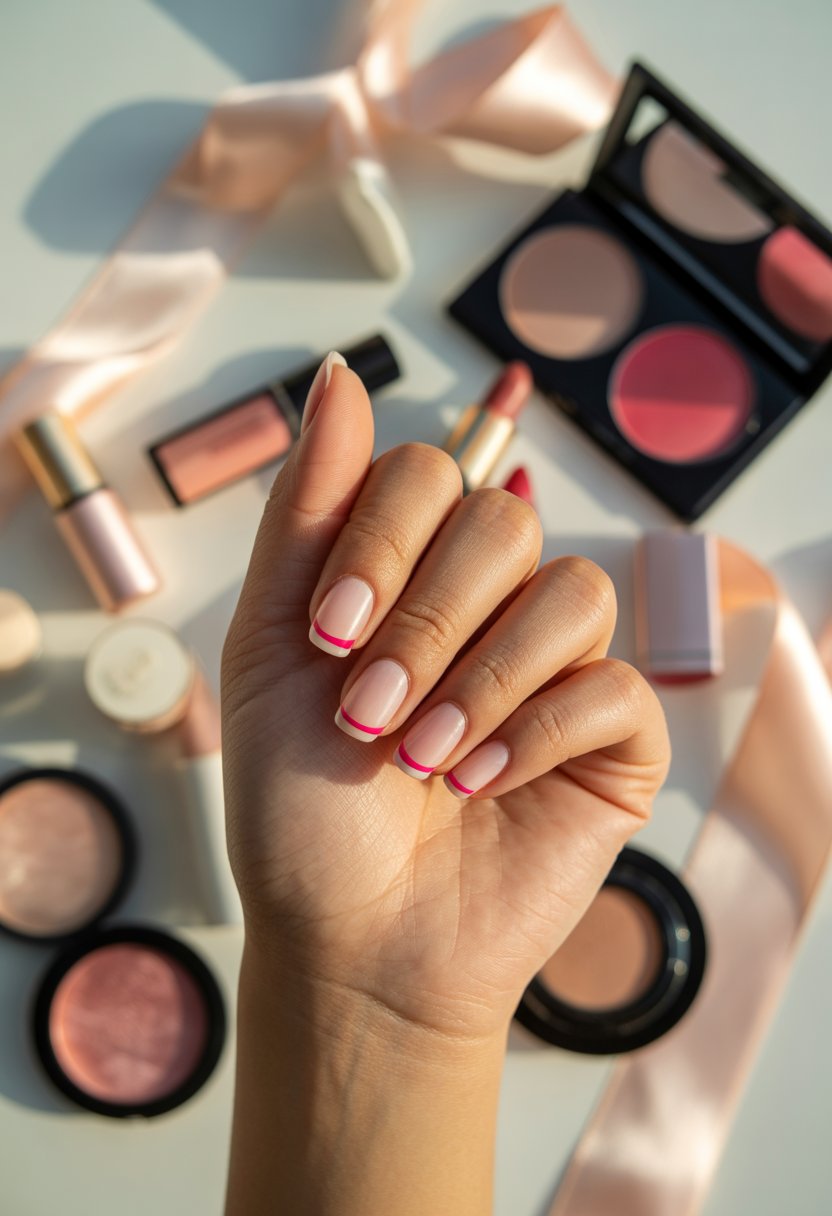 Double-Line Pink French Tips