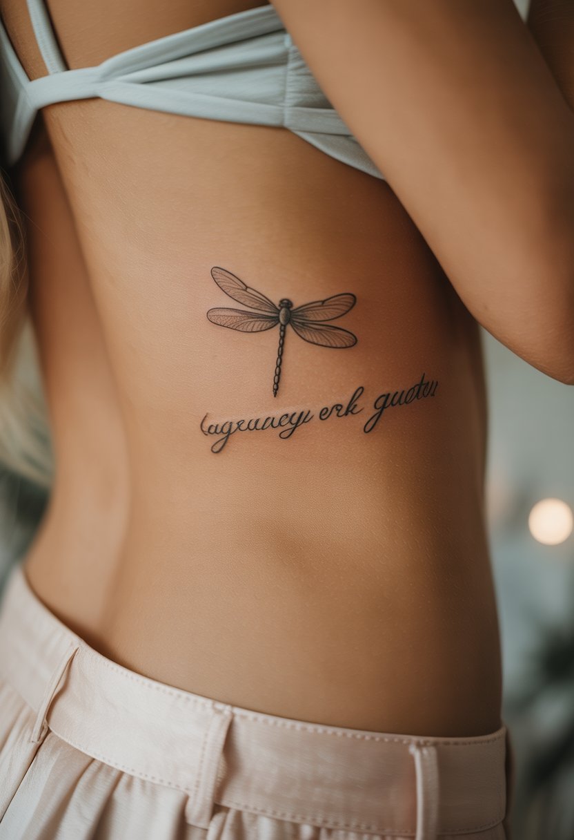 Dragonfly and Quote Tattoo