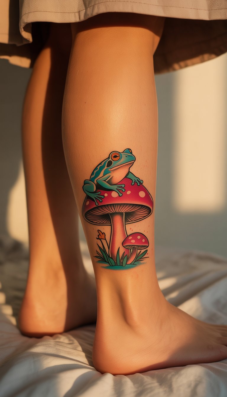 Frog on a Mushroom