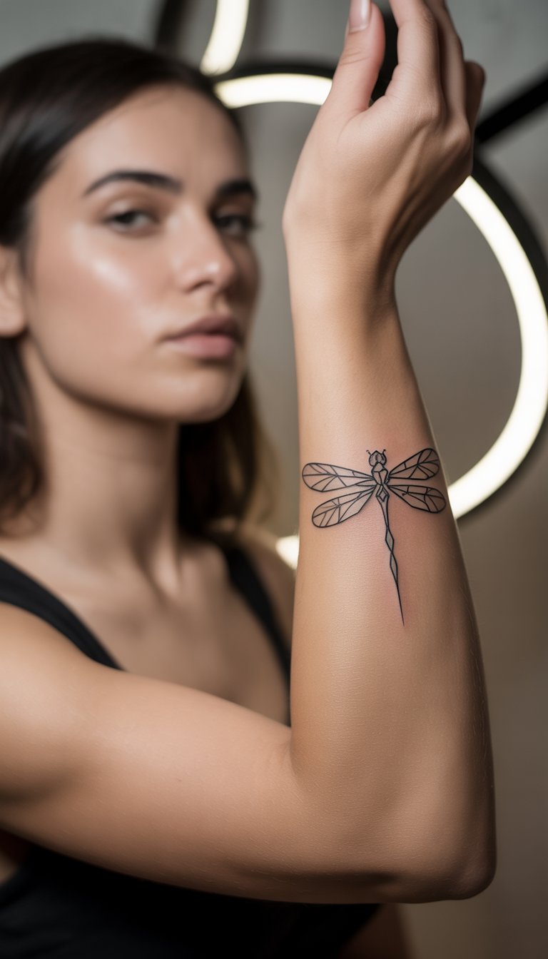 Geometric Dragonfly Tattoo