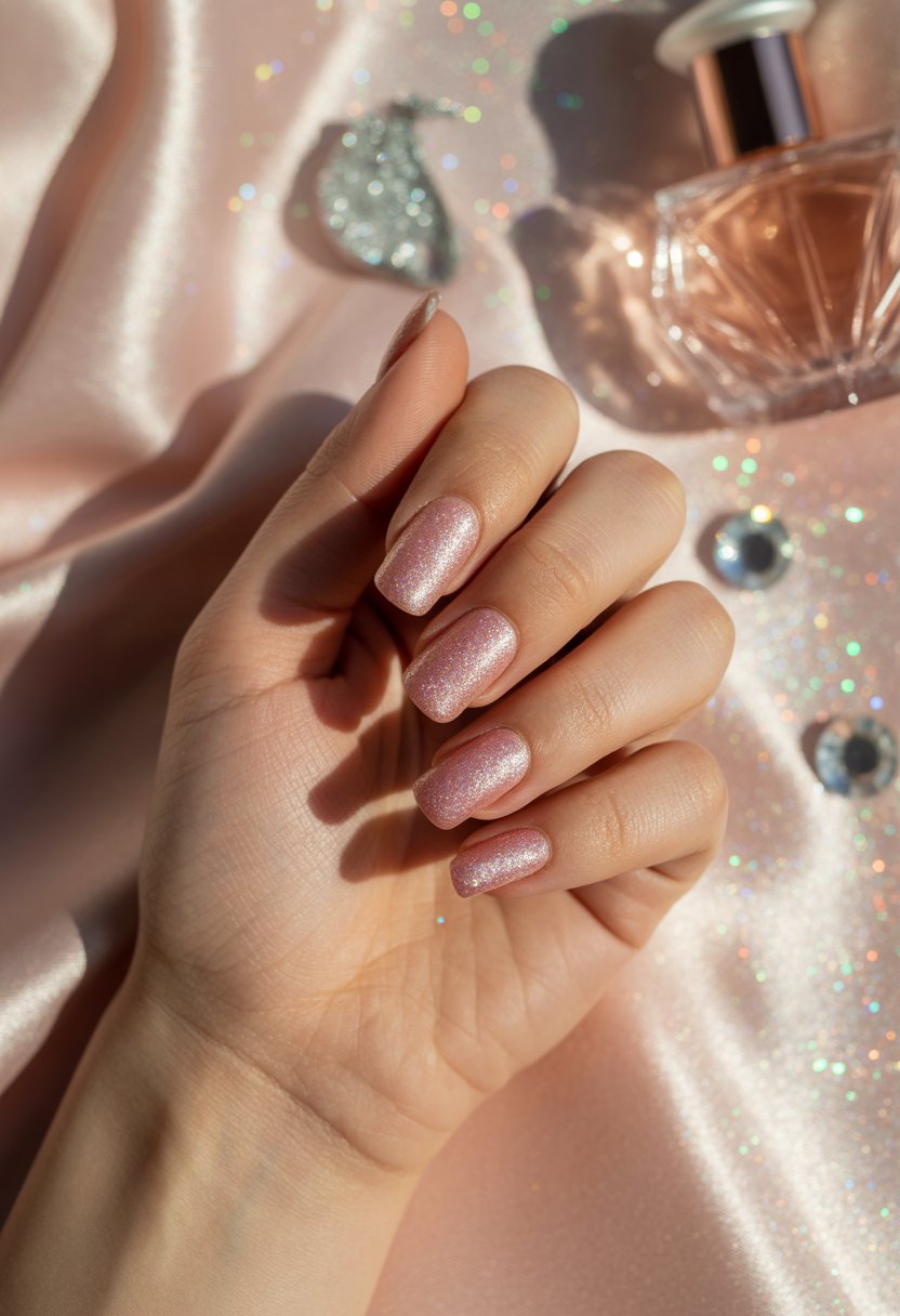 Glitter Pink French Tips