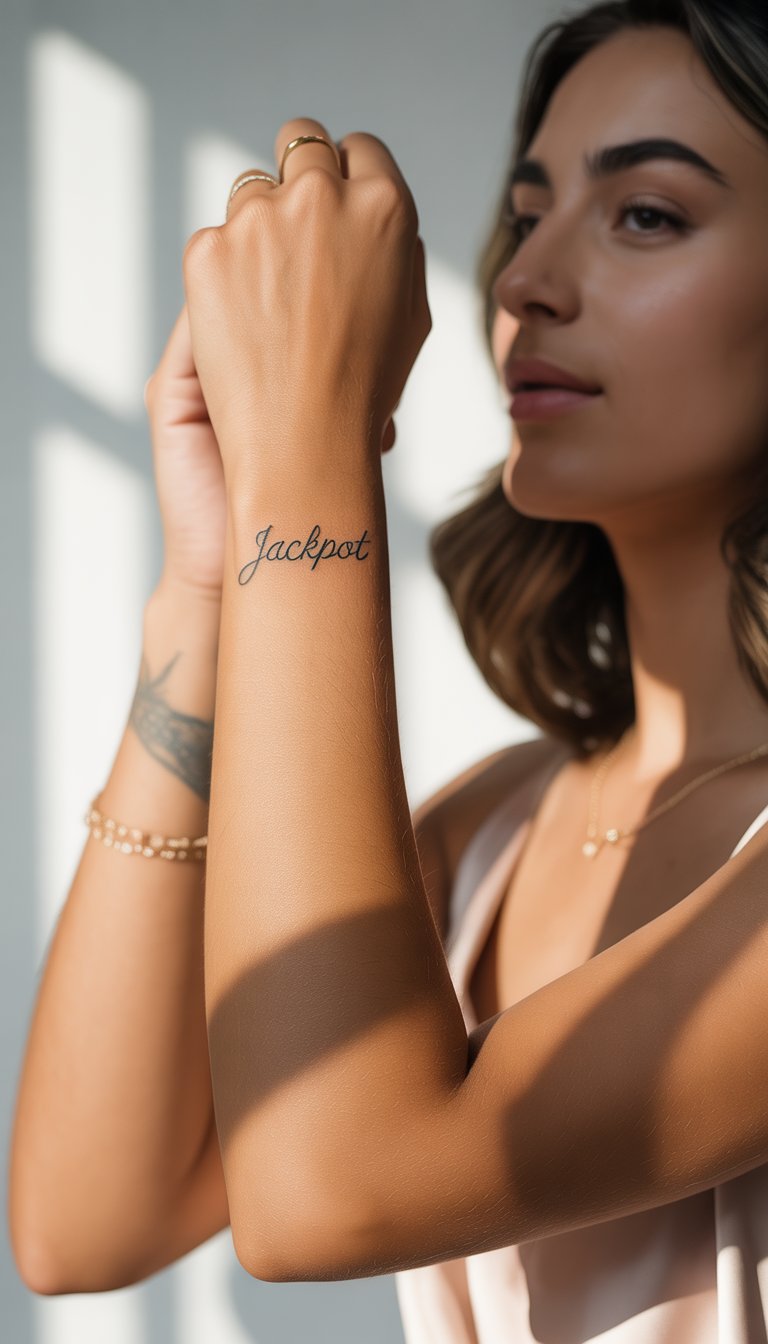 Jackpot” Word Tattoo
