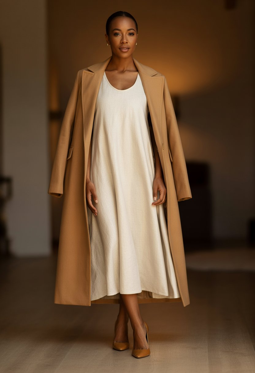 Linen Dress with Structured Coat