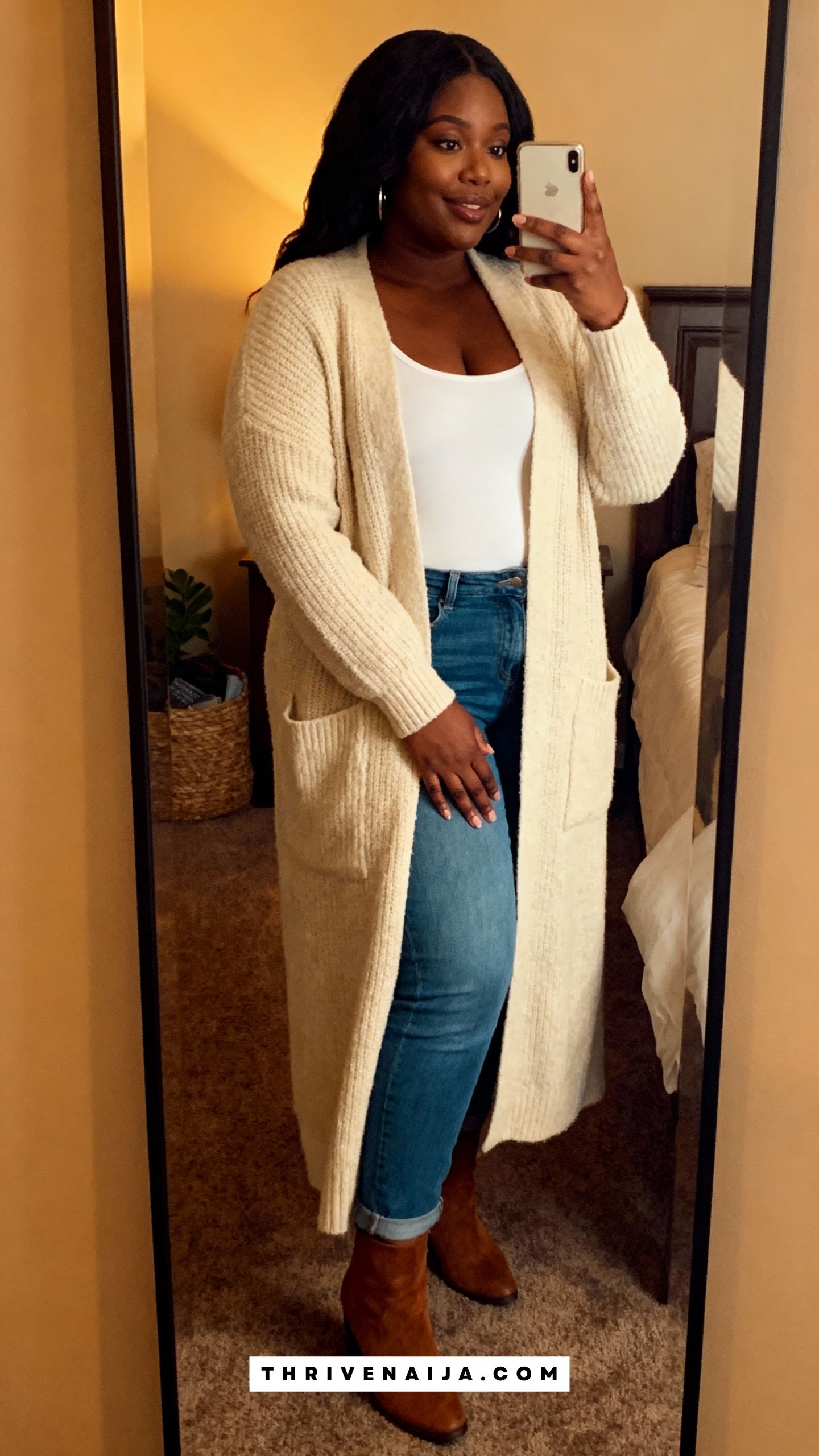 Long Cardigan with Jeans and Boots