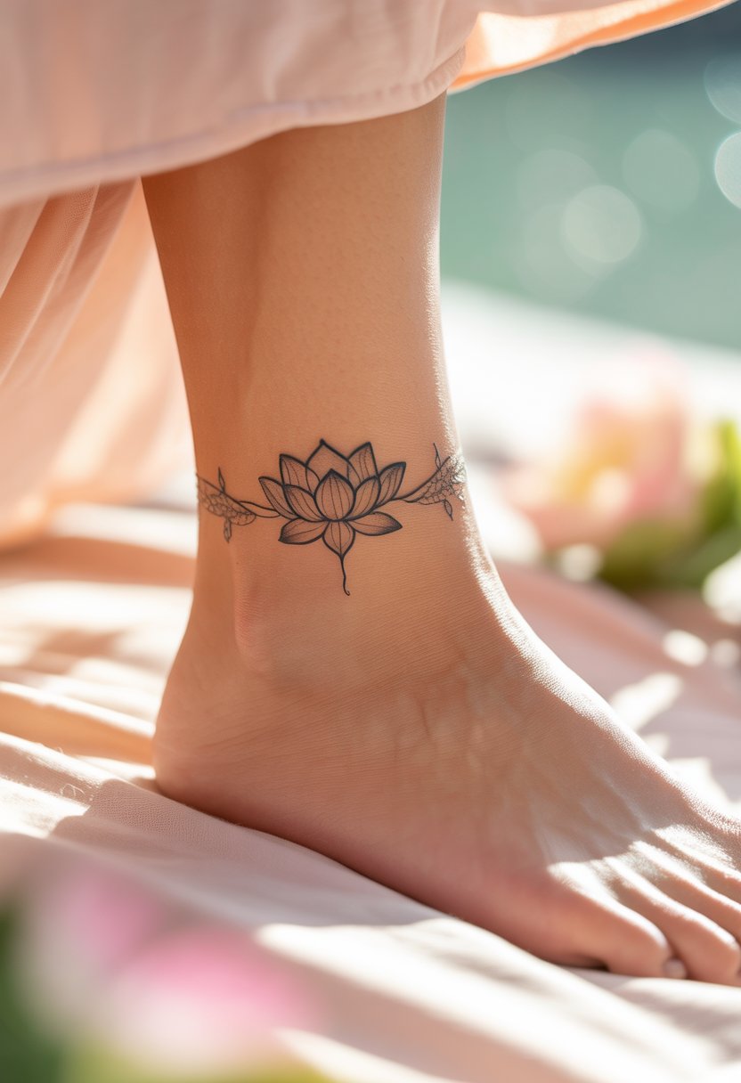 Lotus Anklet Tattoo