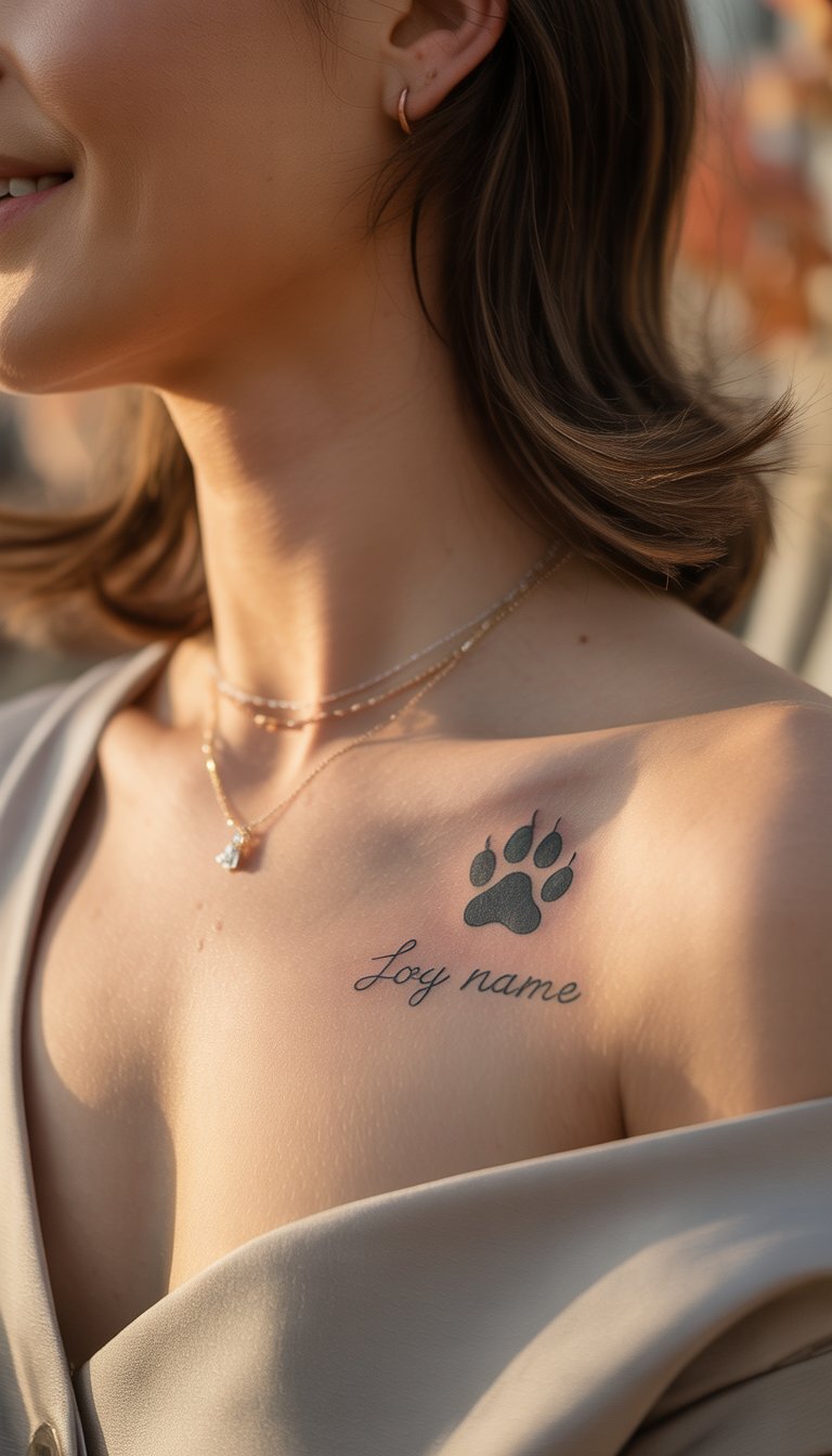 Name and Paw Tattoo