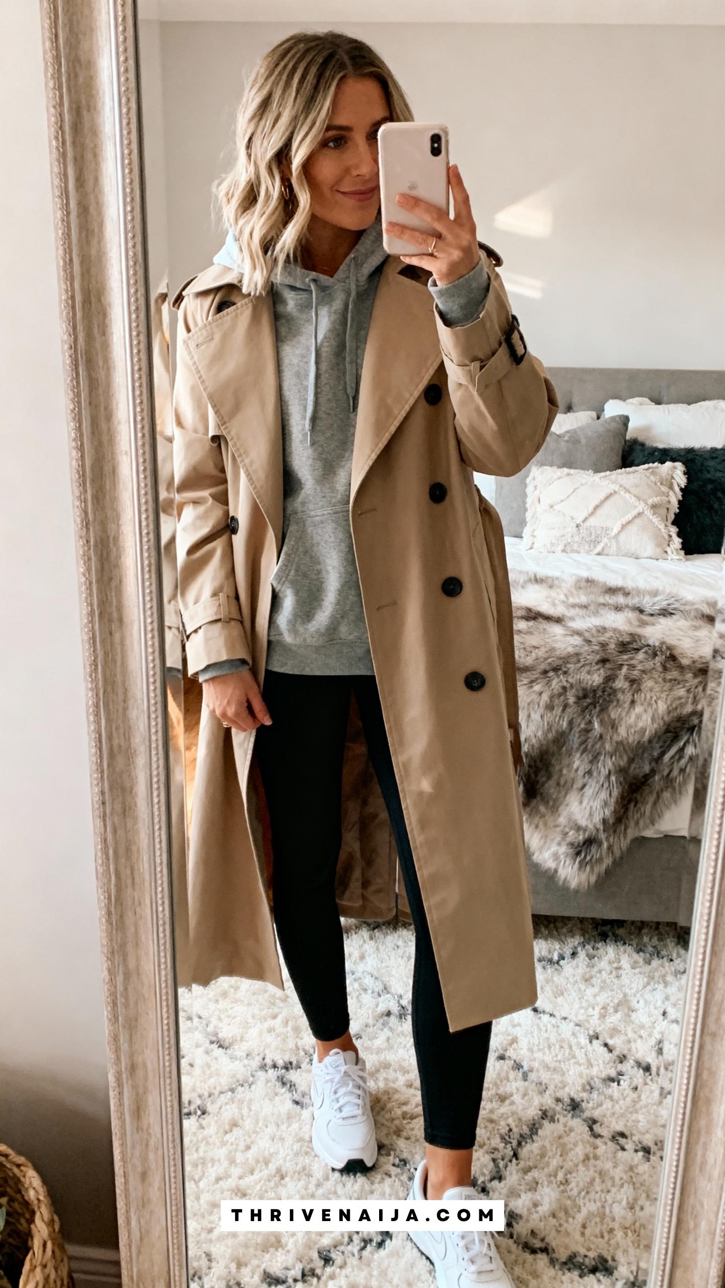 Oversized Trench with Hoodie and Leggings