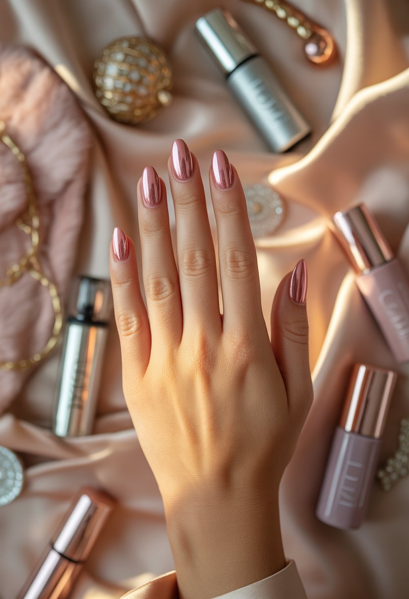 Pink Chrome French Tips