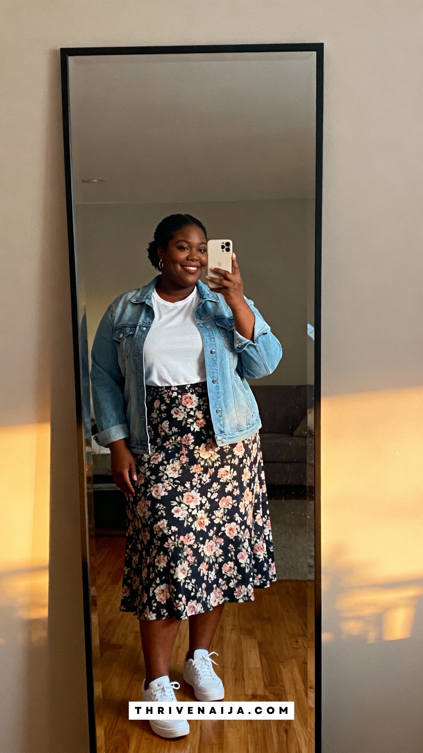 Printed Skirt with Denim Jacket