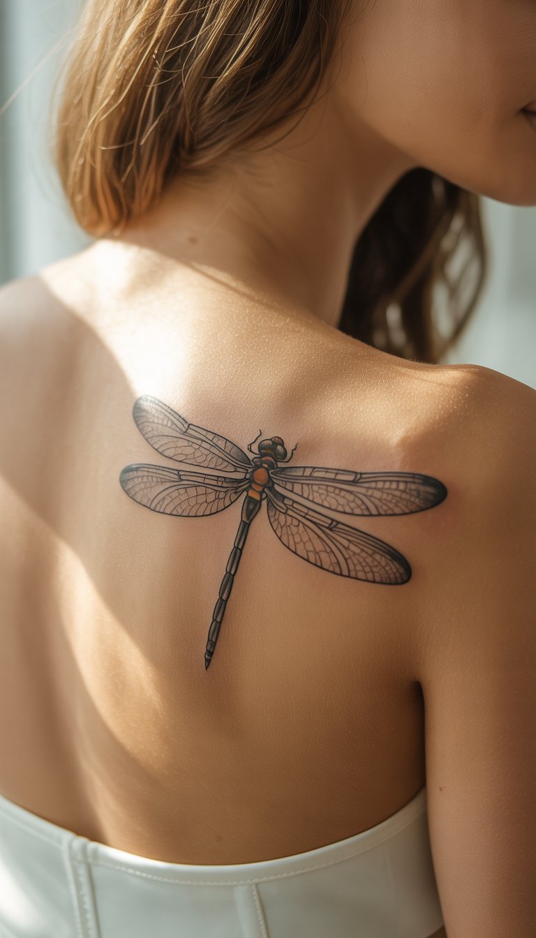 Realistic Dragonfly Tattoo