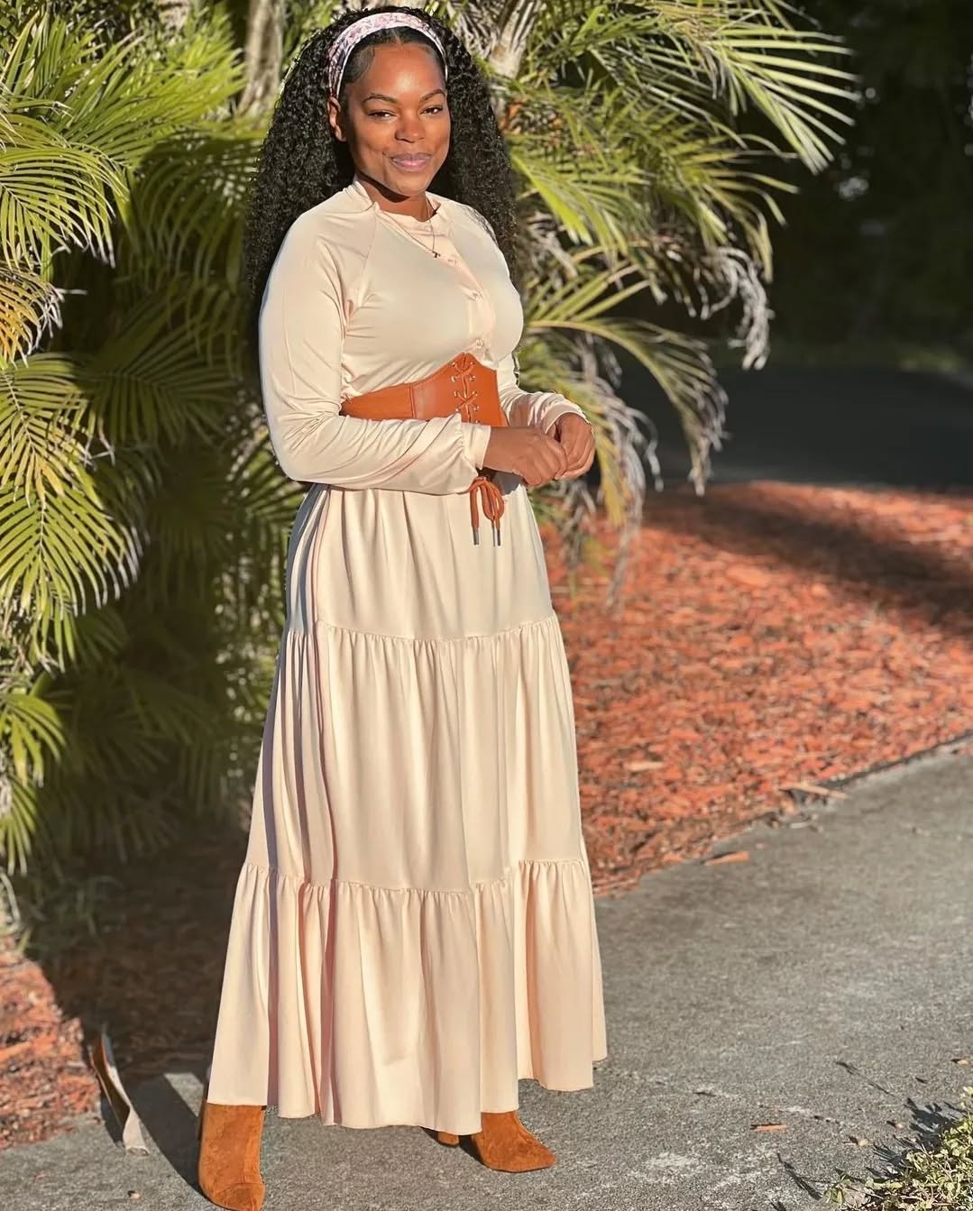 Ruffle Maxi Pleated Dress