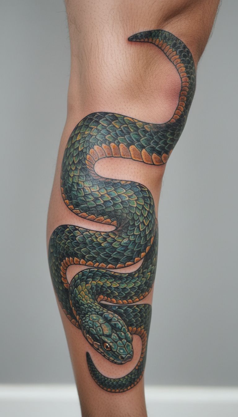 Snake Wrapped Around the Leg
