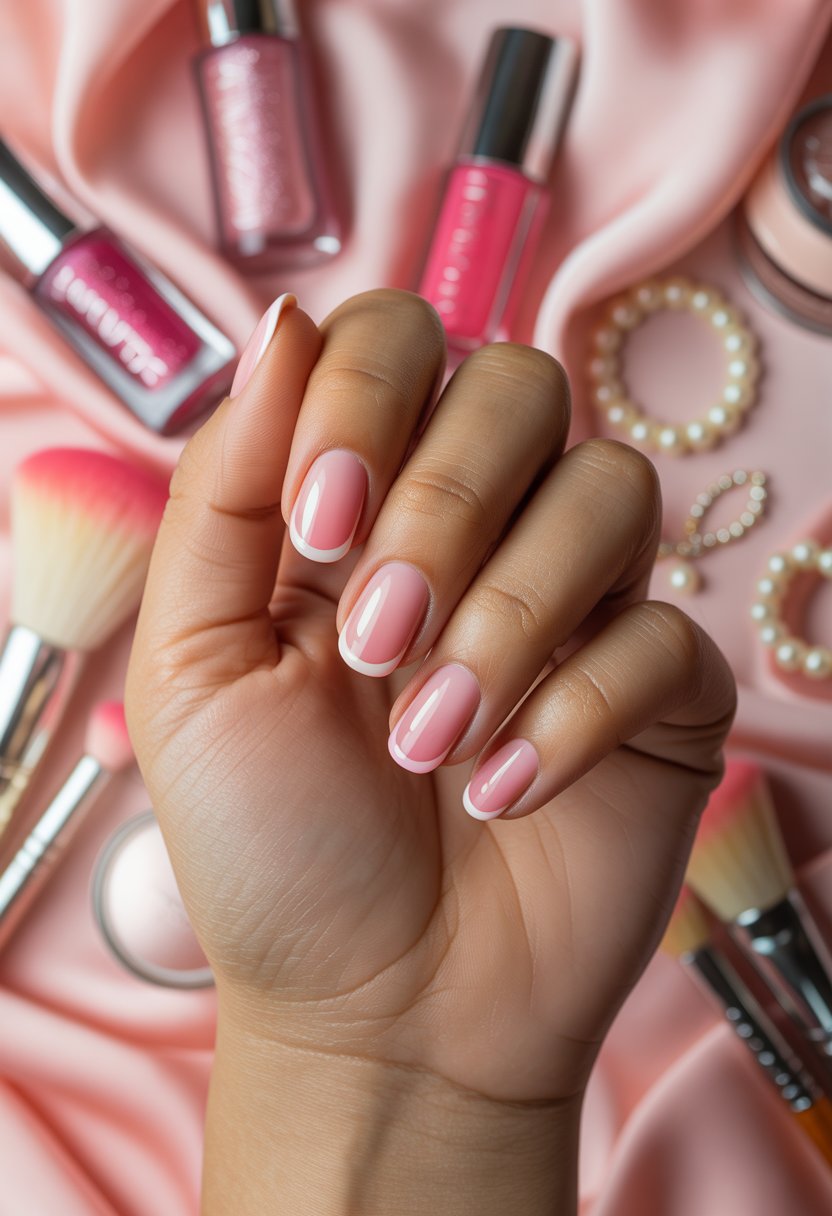 Soft Bubblegum Pink French Tips