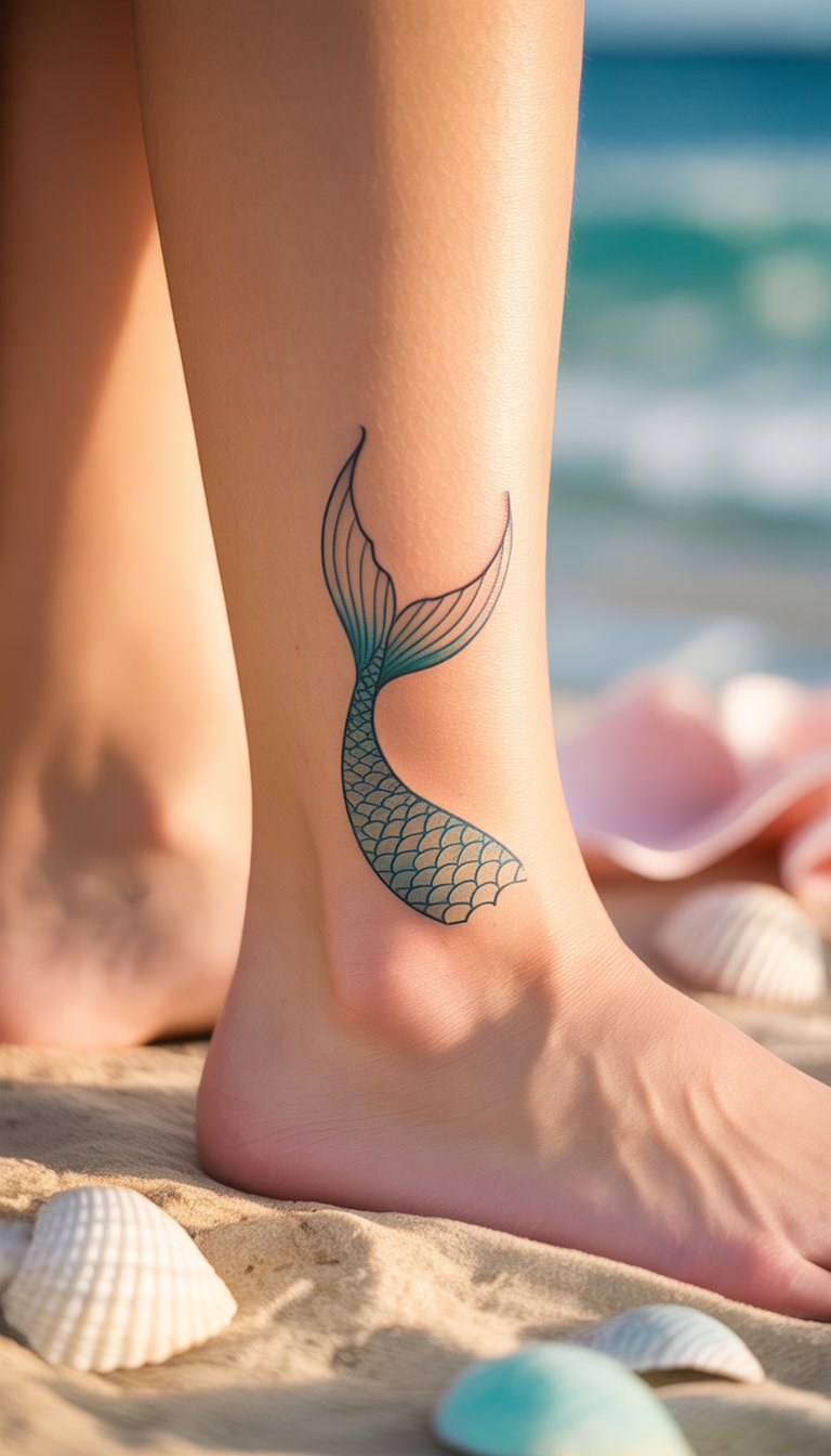 Tiny Ariel Tail Tattoo