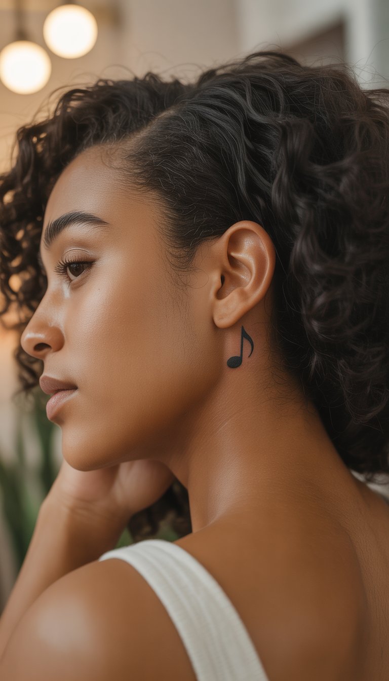Tiny Music Note Tattoo