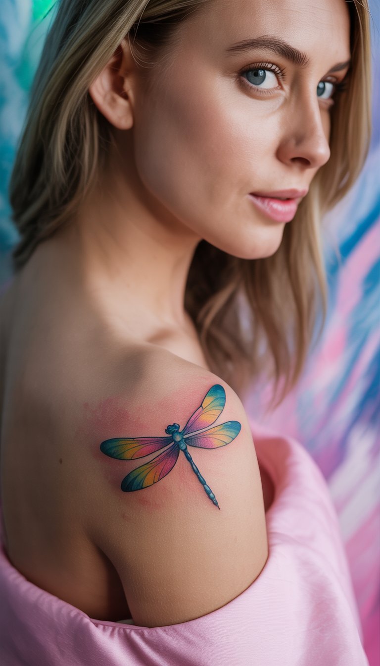 Watercolor Dragonfly Tattoo