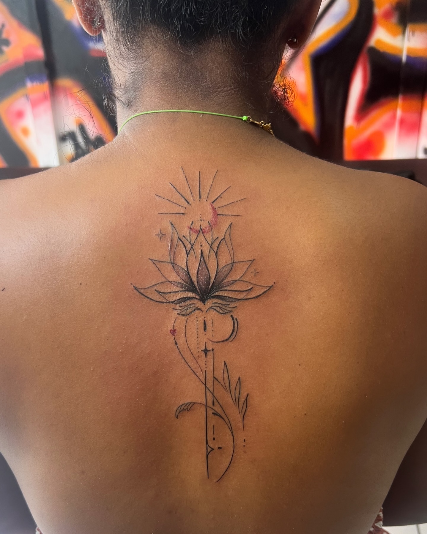 Stunning Ink Line Lotus Tattoo