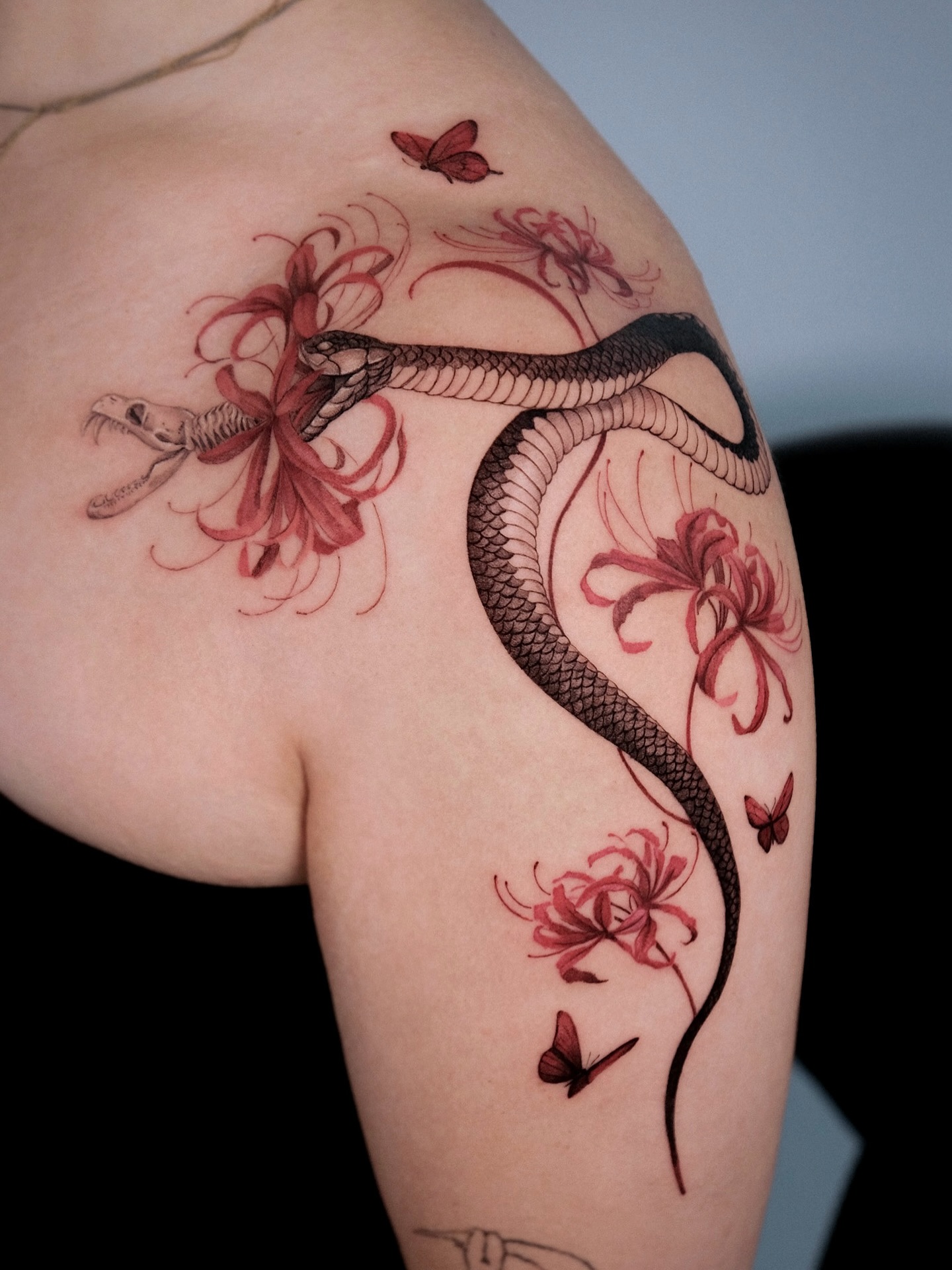 Spider Lilies and Snake