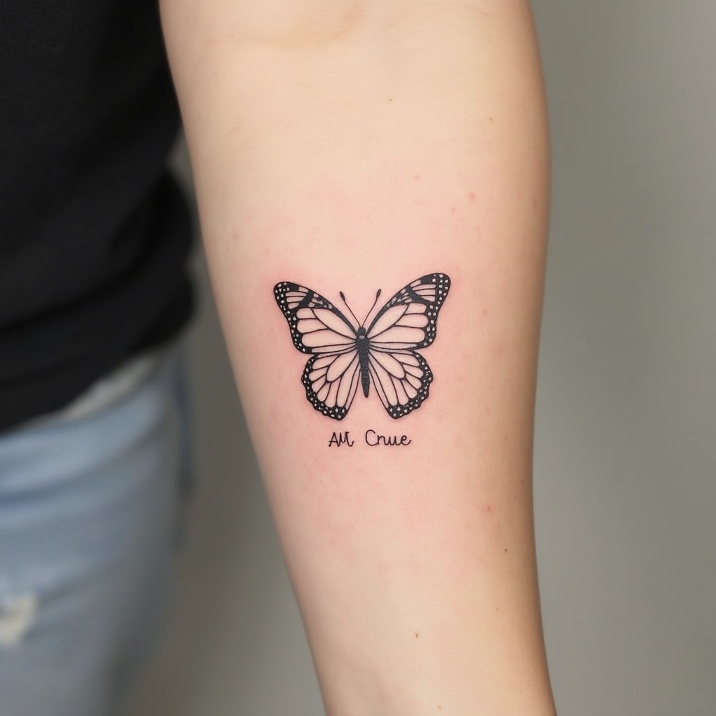 Name or Date Butterfly Tattoo