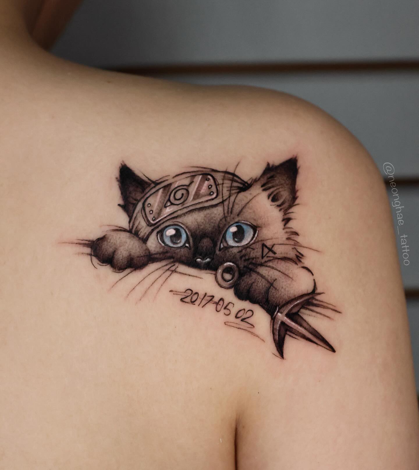 Cat and Coffee Cup Tattoo