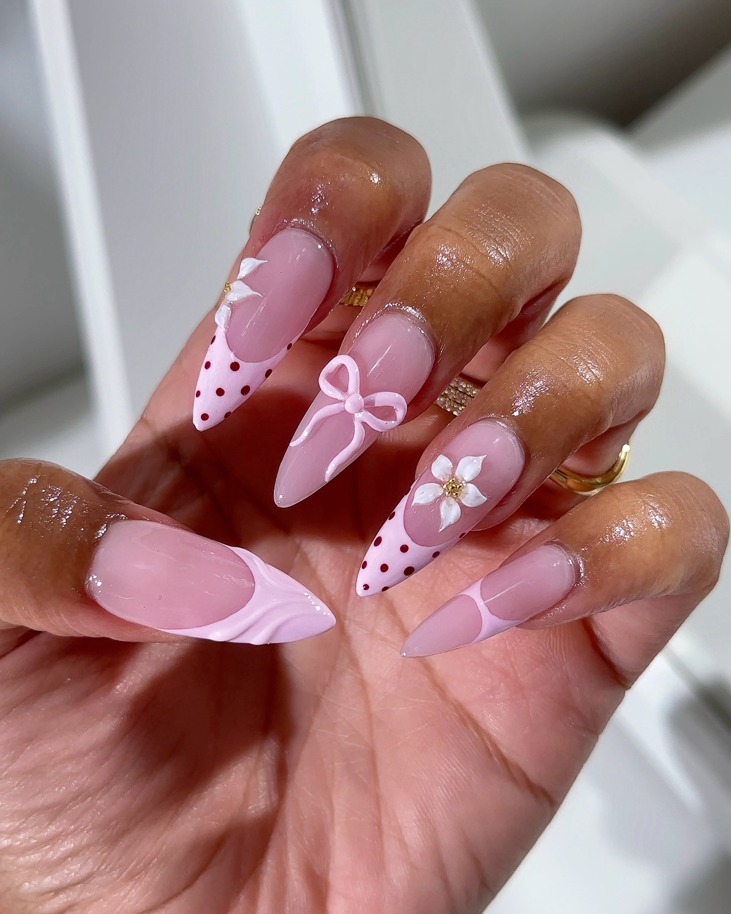 girly polka dot nails