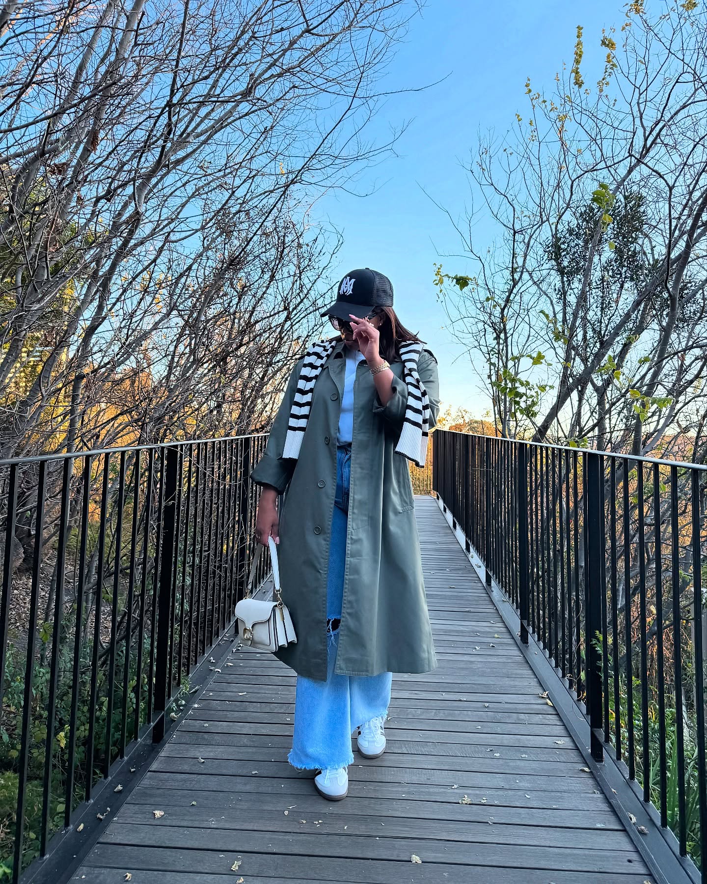 Khaki Trench coat with Hat and Scarf