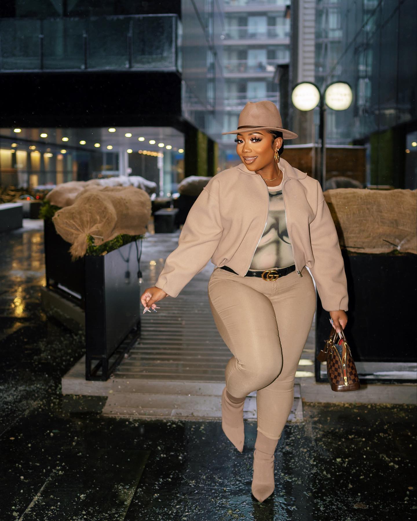 Crop Jacket With Tight and Boots