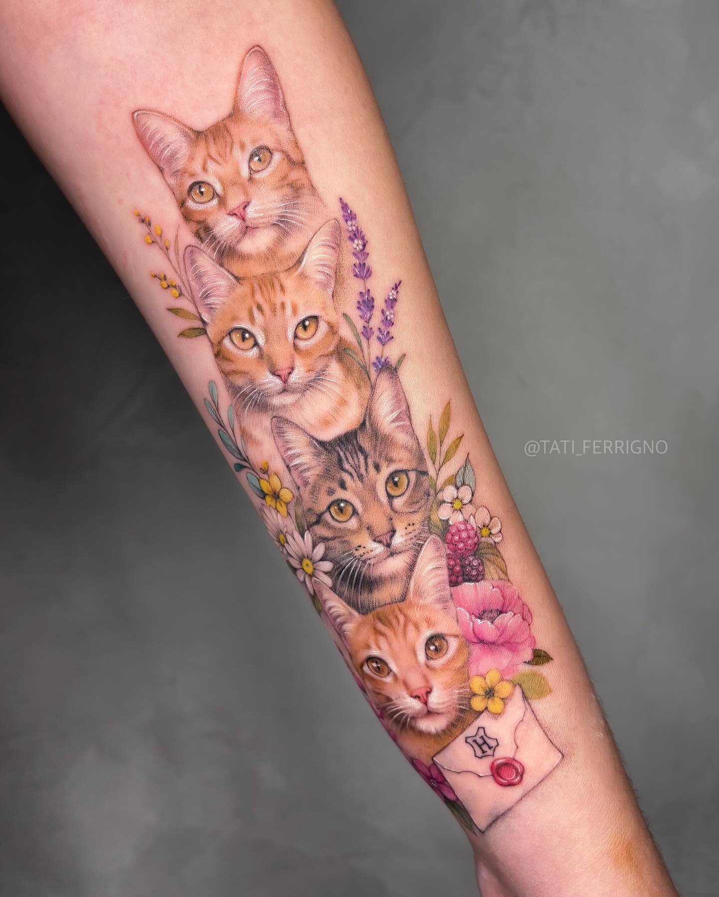 Colorful Cat Tattoo