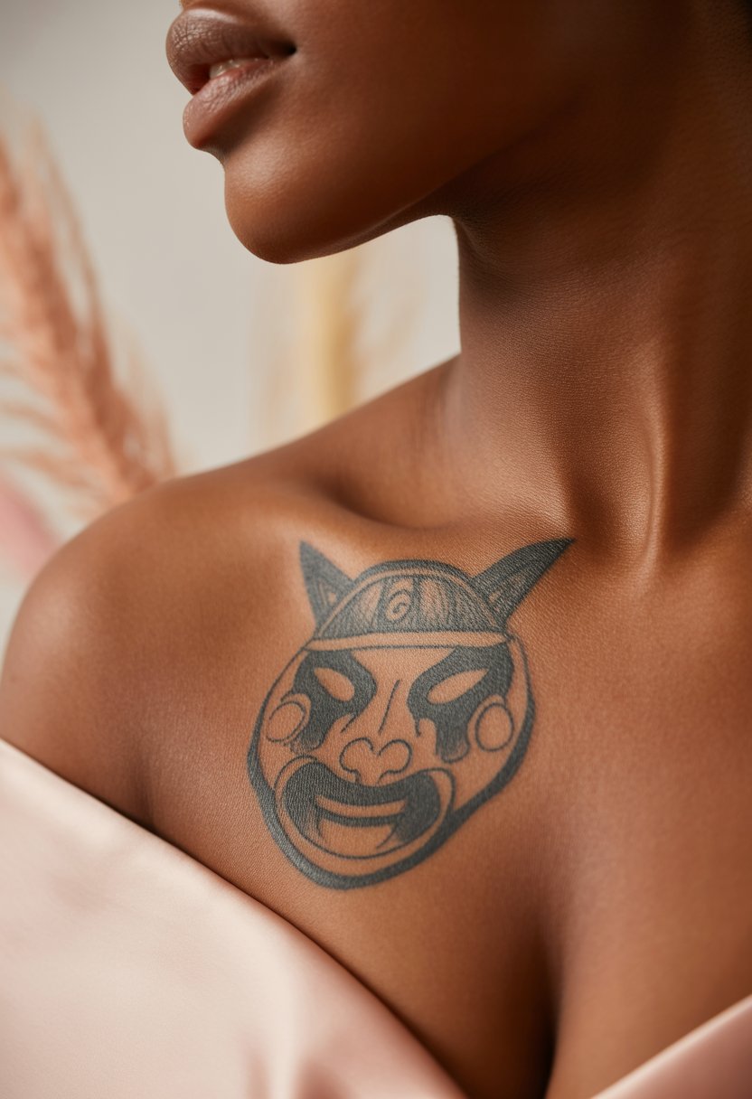 ANBU Mask Collarbone Tattoo
