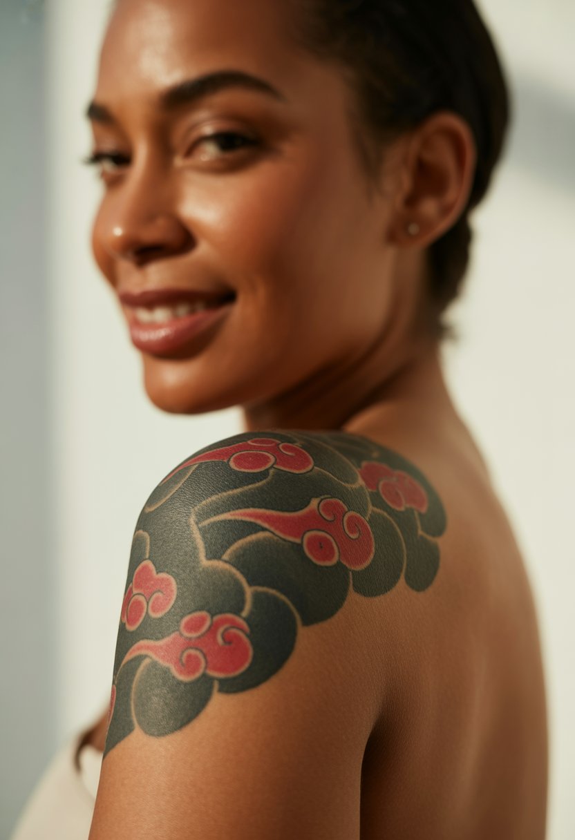 Akatsuki Cloud Shoulder Tattoo