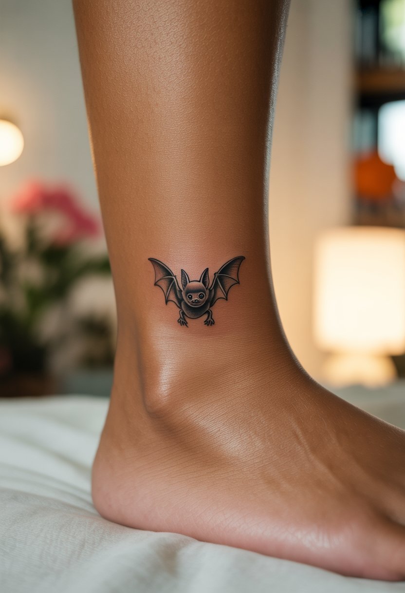 Baby Bat Ankle Tattoo