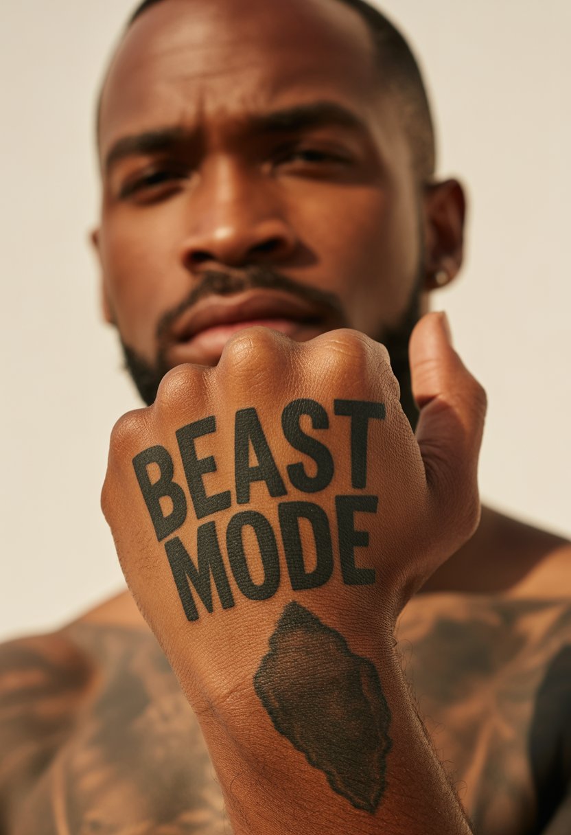 Beast Mode” Hand Tattoo