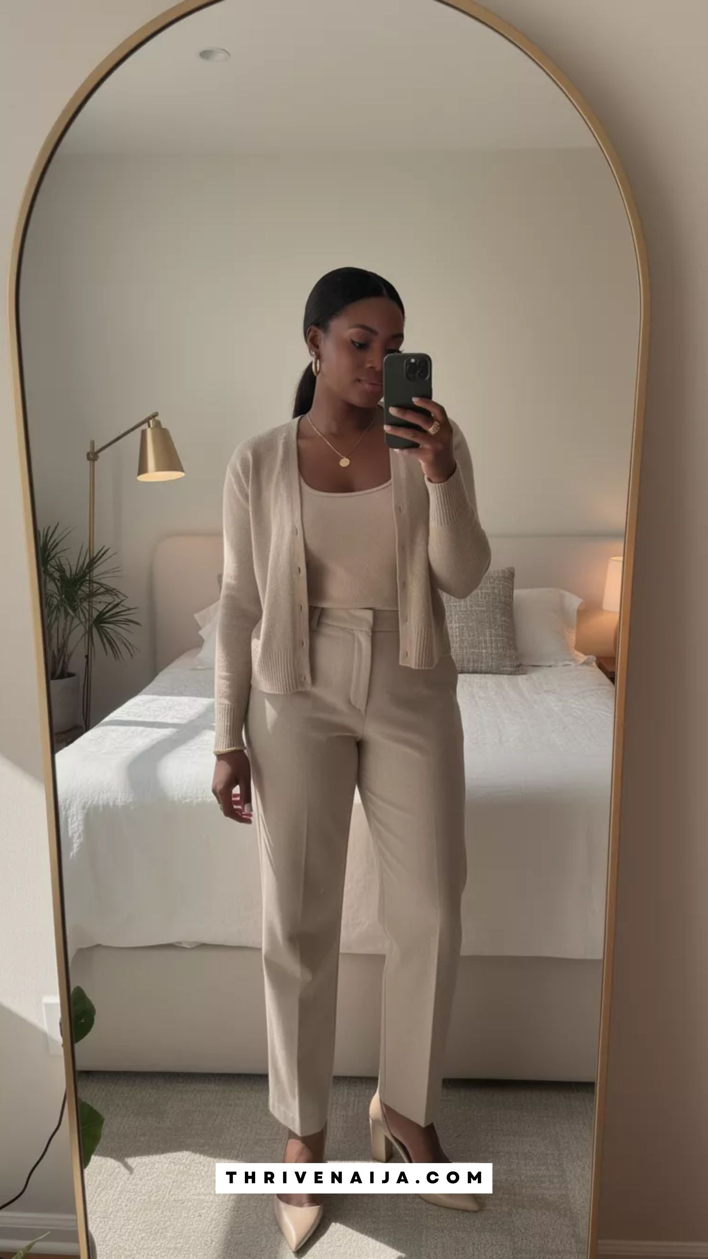 Cardigan Set With Slim-Fit Work Pants