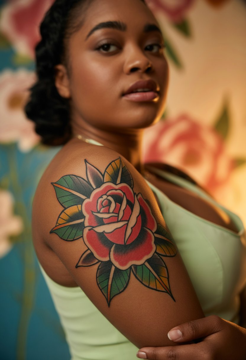 Classic Rose Forearm Tattoo