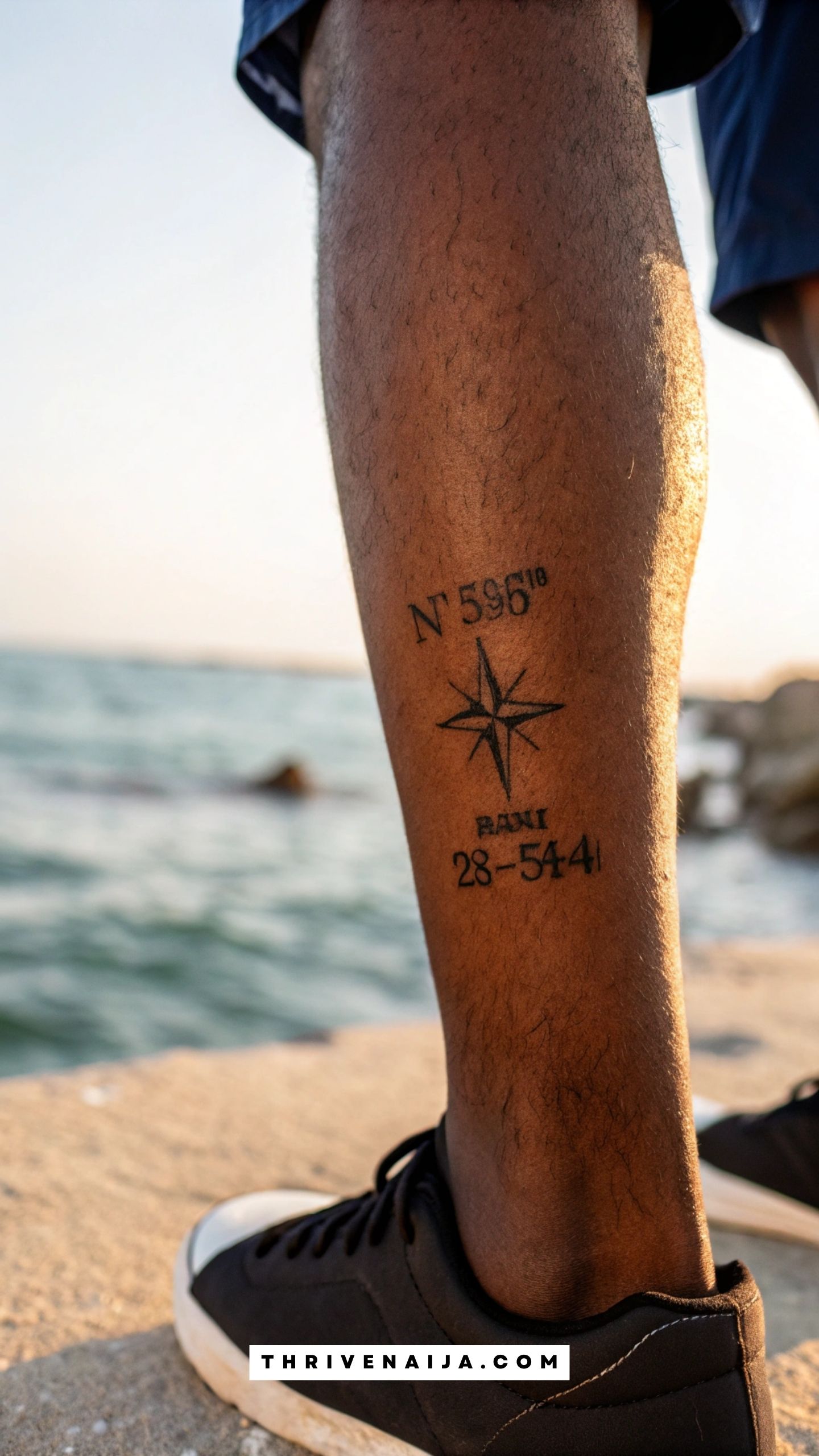 Coordinate Point Calf Tattoo