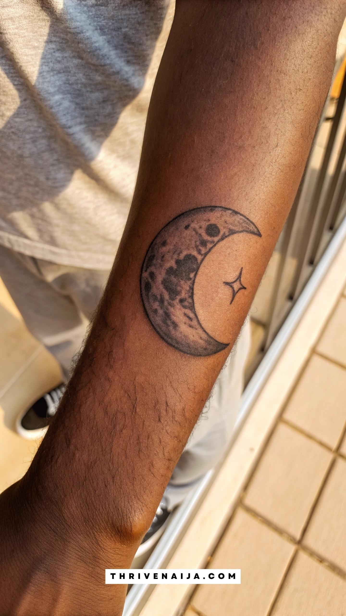Crescent Shadow Moon Wrist Tattoo