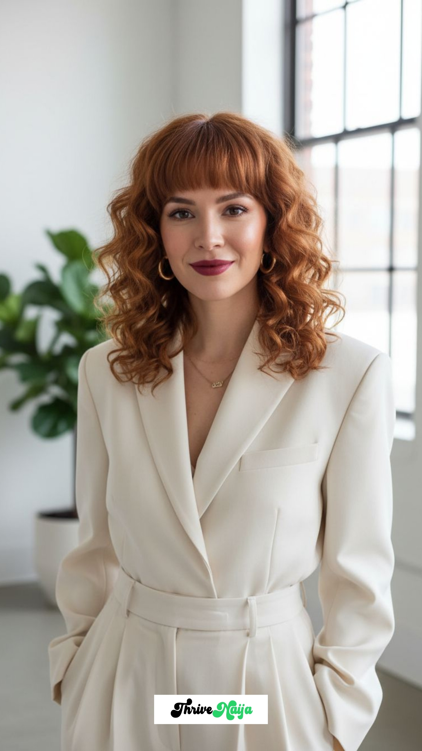 Curly Jellyfish Haircut With Blunt Bangs