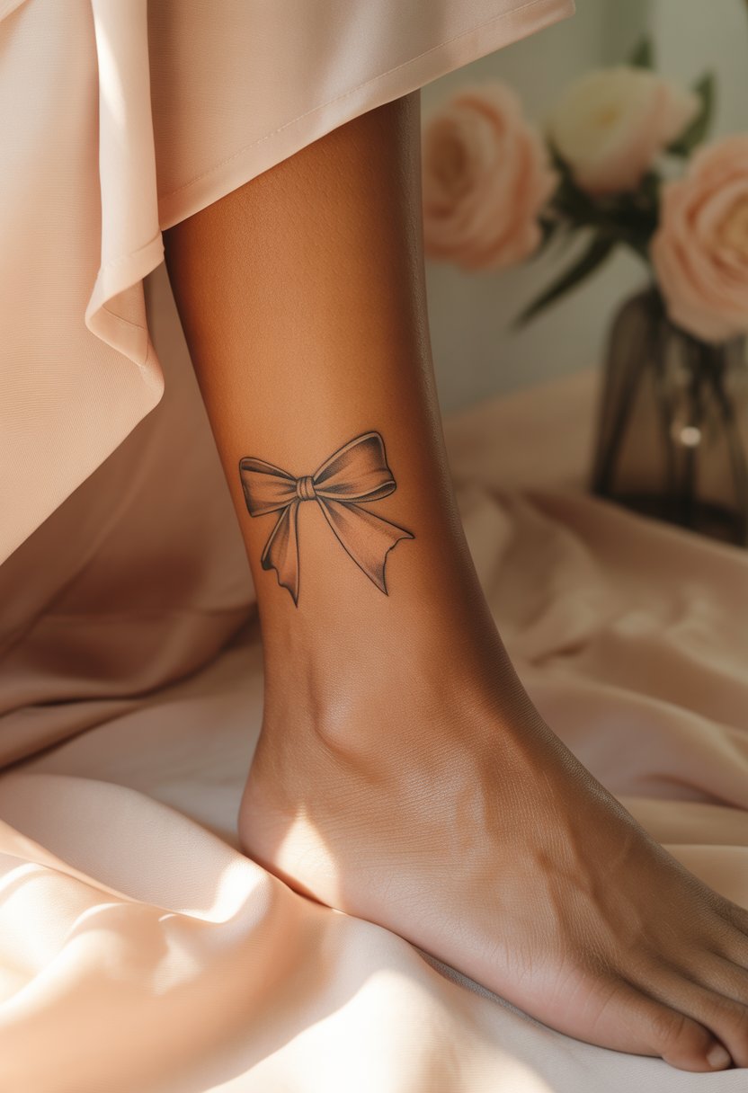 Cute Bow Ankle Tattoo