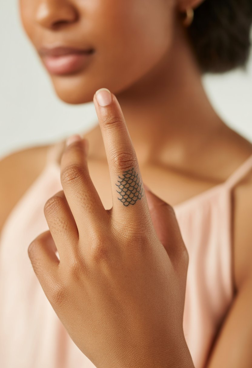 Dainty Balance Scale Finger Tattoo