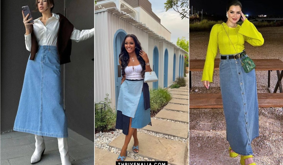 Denim Skirt Outfits for Black Women